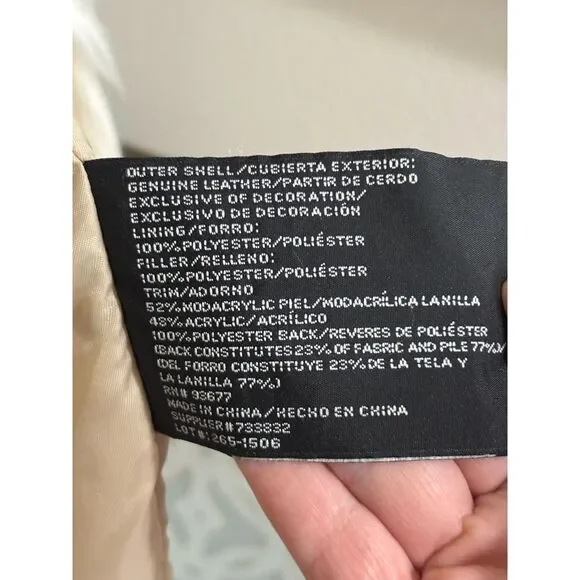 Mixit Suede Leather Faux Fur Coat Western Boho Y2K Vintage Jacket Petite L - Picture 4 of 11